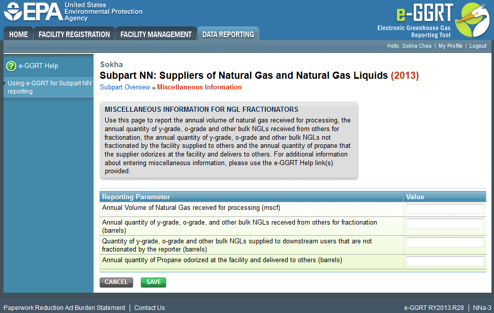 Image of Subpart NN: Suppliers of Natural Gas and Natural Gas liquids for reporting parameter values.